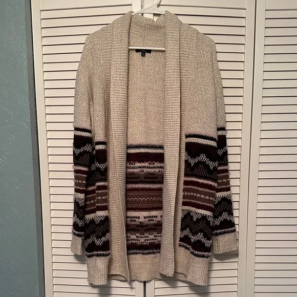 My Michelle Cream and Brown Patterned Cardigan - Picture 1 of 4